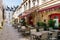 Street with timber framing houses in Rouen, Normandy, France.