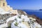 Street to Byzantine ruins in Oia village, Santorini island