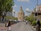 Street towards Torre del Oro, historical watchtower in Seville