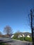 Street town mountain castle trees sky bluesky