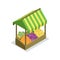 Street trading stand isometric 3D icon