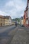 Street with traditional German houses in Linz, Germany