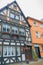 Street with traditional German houses in Linz, Germany