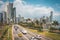 Street , traffic, cars and skyline of Panama City