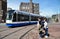 Street tram in city centre, Amsterdam, Netherlands