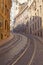 Street with tramway rails in Lisbon