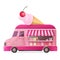 Street van, shop truck cowith of cool ice cream.