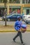 Street Vendor Crossing the Street Quito Ecuador