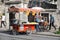 Street vendor in Istanbul moving his stall to sell the typical and famous corn on the cob in a better location