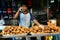 Street vendor selling fried chicken in antipolo city, philippines