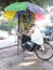 Street vendor stall useing motorcycle