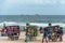 Street vendors selling everything on the beach.