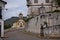 Street view with antique colonial buildings in Ouro Preto city, Minas Gerais