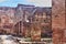 Street view in the archaeological Roman ruins in Ostia Antica