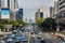 Street view of beautiful skylines in the Shennan Boulevard, one of busy streets in Shenzhen of China