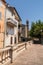 Street view with bell tower. Sartene, Corsica