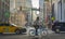 Street view of Chicago downtown under elevated train station in Chicago,USA