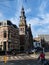 Street view with church in Scheveningen, Holland