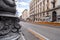 Street view in Corso Umberto I and Piazza Giovanni Bovio, Naples, Italy