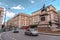 Street view in Corso Umberto I and Piazza Giovanni Bovio, Naples, Italy