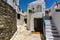 Street view in Driopis Driopida, the traditional village of cycladic island Kythnos in Greece