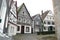 Street view with historical timber frame houses in old town of Germany