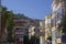 Street view, houses, shops, in a Turkish resort town