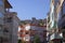 Street view, houses, shops, in a Turkish resort town