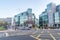 Street view with IFSC House, International Financial Services Centre in Dublin