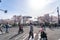 Street view of Kakunodate in springtime cherry blossom season sunny day morning