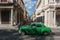Street view from La Havana Center, dairy cuban life with green old car