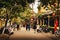 Street view with lanterns of the historic town of Hoian. Hoi An, Vietnam - 28/01/2020