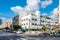 Street view with modern bauhaus style houses in the downtown of Tel Aviv City, Israel