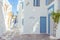 Street view of Mykonos Island landmarks of Greece