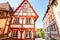 Street view with old houses in Nurnberg, Germany