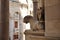 A street view with old stone buildings, facades, medieval town in Croatia