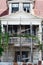 Street view in Paramaribo, Surinam with wooden colonial houses