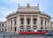 Street view public tram near Burgtheater in Hofburg Vienna