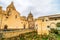 Street view with Roman ruins in Marsala, Italy