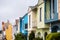 Street view of rows of houses