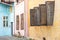 Street view of Sighisoara with colorful little houses