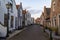 Street view in small Dutch town Goedereede on sunset, Zeeland, Netherlands