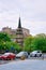 Street view on St Cuthbert Church and Edinburgh Castle in Scotland