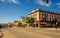 Street view with stores and hotels in Kalispell, Montana