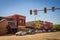 Street view with stores and restaurants in Kalispell, Montana