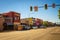 Street view with stores and restaurants in Kalispell, Montana