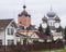 Street view of Tikhvin with Cathedral of Dormition