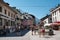 Street view with traditional house in city centre of Chamonix, famous ski resort located in Haute-Savoie, France