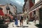 Street view with traditional house in city centre of Chamonix, famous ski resort located in Haute-Savoie, France