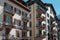 Street view with traditional house in city centre of Chamonix, famous ski resort located in Haute-Savoie, France